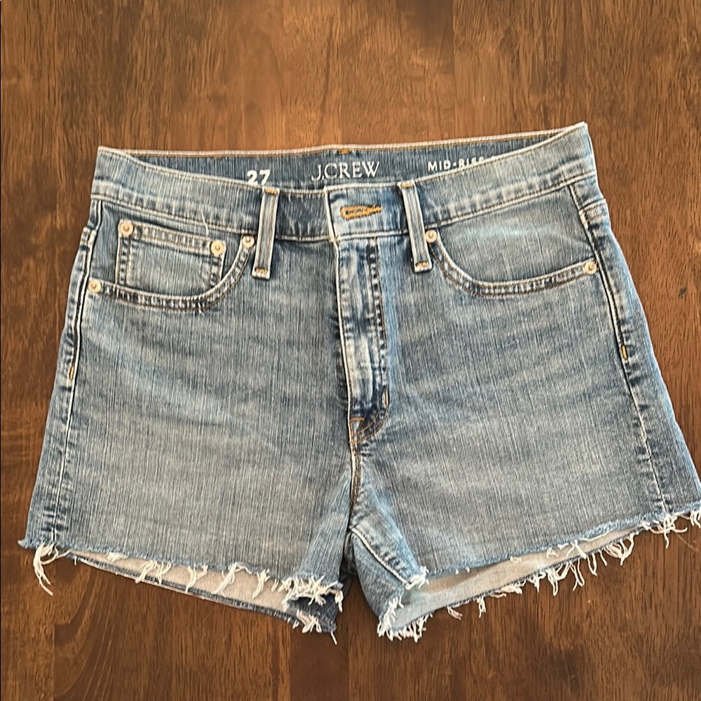 J. Crew Blue Jean Shorts with Frayed Hem